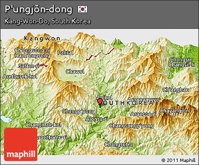 Physical Panoramic Map of P'ungjŏn-dong