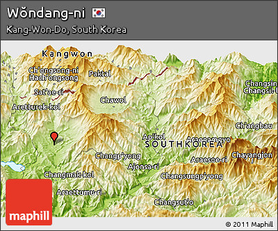 Physical Panoramic Map of Wŏndang-ni