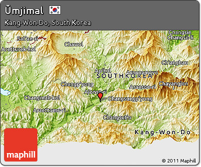 Physical Panoramic Map of Ŭmjimal