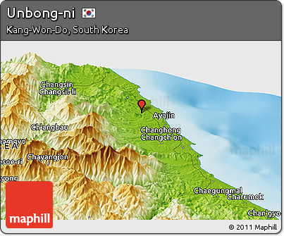 Physical Panoramic Map of Unbong-ni