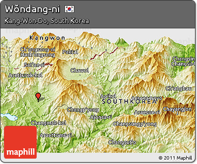 Physical Panoramic Map of Wŏndang-ni