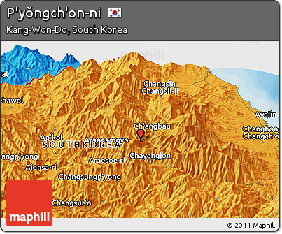Political Panoramic Map of P'yŏngch'on-ni