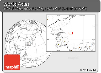 Blank Location Map of the Area around 38° 9' 19" N, 130° 7' 30" E