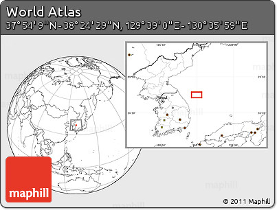 Blank Location Map of the Area around 38° 9' 19" N, 130° 7' 30" E
