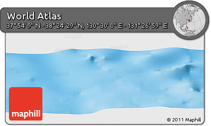 Physical Panoramic Map of the Area around 38° 9' 19" N, 130° 58' 29" E