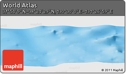 Physical Panoramic Map of the Area around 38° 9' 19" N, 130° 58' 29" E