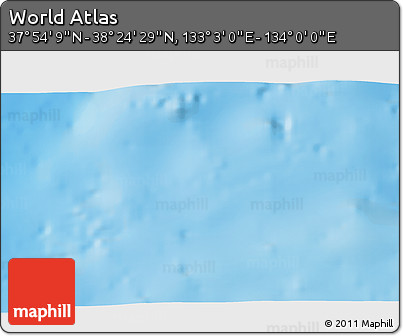 Physical 3D Map of the Area around 38° 9' 19" N, 133° 31' 30" E