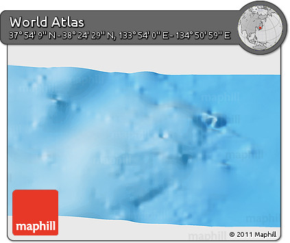 Physical 3D Map of the Area around 38° 9' 19" N, 134° 22' 30" E