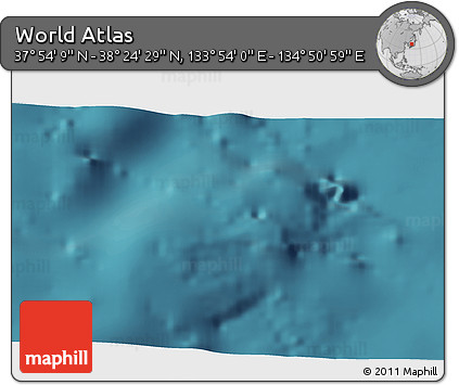 Satellite 3D Map of the Area around 38° 9' 19" N, 134° 22' 30" E