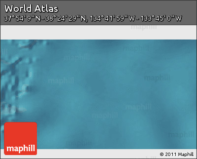 Satellite 3D Map of the Area around 38° 9' 19" N, 134° 13' 29" W