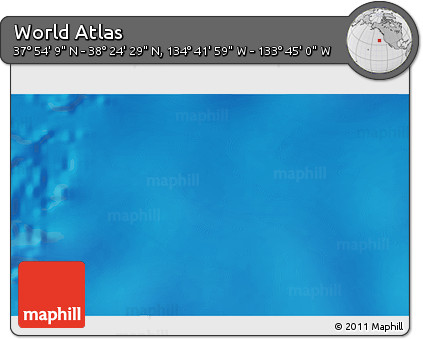 Shaded Relief 3D Map of the Area around 38° 9' 19" N, 134° 13' 29" W