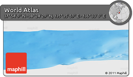 Physical Panoramic Map of the Area around 38° 9' 19" N, 136° 4' 29" E