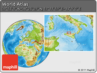 Physical Location Map of the Area around 38° 9' 19" N, 13° 40' 30" E