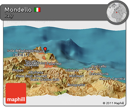 Satellite Panoramic Map of Mondello