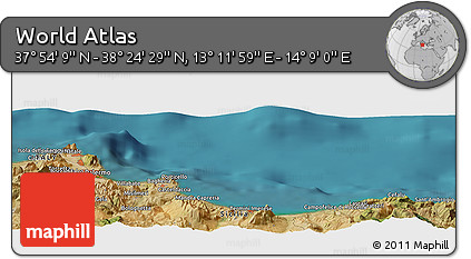 Satellite Panoramic Map of the Area around 38° 9' 19" N, 13° 40' 30" E