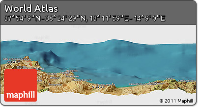 Satellite Panoramic Map of the Area around 38° 9' 19" N, 13° 40' 30" E
