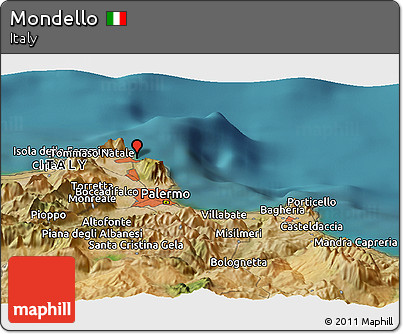 Satellite Panoramic Map of Mondello