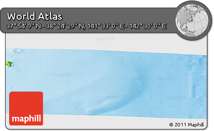 Physical Panoramic Map of the Area around 38° 9' 19" N, 142° 1' 30" E