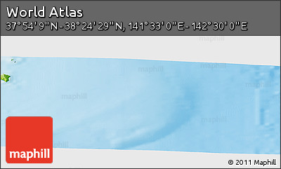 Physical Panoramic Map of the Area around 38° 9' 19" N, 142° 1' 30" E