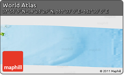 Physical Panoramic Map of the Area around 38° 9' 19" N, 142° 1' 30" E