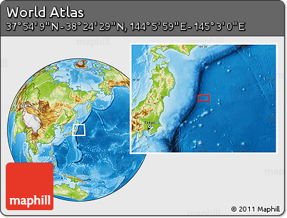 Physical Location Map of the Area around 38° 9' 19" N, 144° 34' 29" E