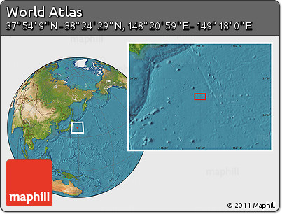 Satellite Location Map of the Area around 38° 9' 19" N, 148° 49' 29" E