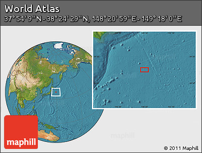 Satellite Location Map of the Area around 38° 9' 19" N, 148° 49' 29" E