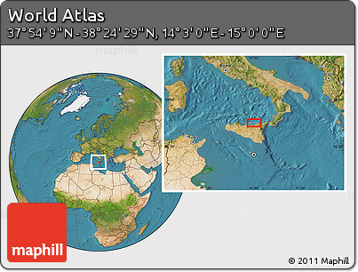 Satellite Location Map of the Area around 38° 9' 19" N, 14° 31' 30" E
