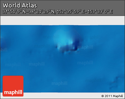 Physical 3D Map of the Area around 38° 9' 19" N, 153° 4' 29" E