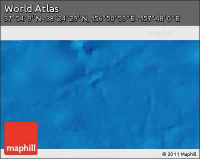 Shaded Relief 3D Map of the Area around 38° 9' 19" N, 157° 19' 29" E