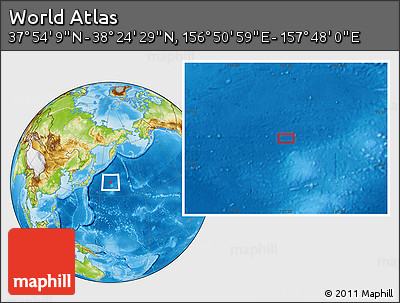 Physical Location Map of the Area around 38° 9' 19" N, 157° 19' 29" E