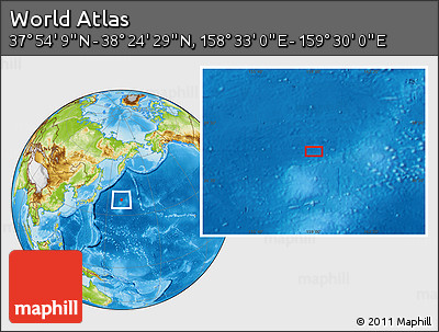Physical Location Map of the Area around 38° 9' 19" N, 159° 1' 30" E