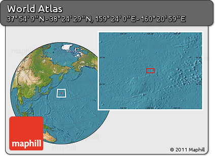 Satellite Location Map of the Area around 38° 9' 19" N, 159° 52' 30" E