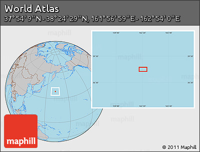 Gray Location Map of the Area around 38° 9' 19" N, 162° 25' 30" E