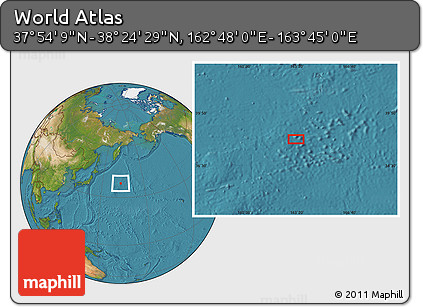 Satellite Location Map of the Area around 38° 9' 19" N, 163° 16' 30" E