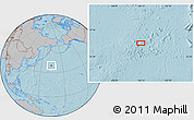 Gray Location Map of the area around 38° 9' 19" N, 164° 7' 30" E, hill shading