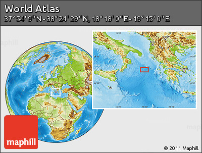 Physical Location Map of the Area around 38° 9' 19" N, 18° 46' 29" E
