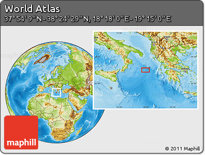 Physical Location Map of the Area around 38° 9' 19" N, 18° 46' 29" E