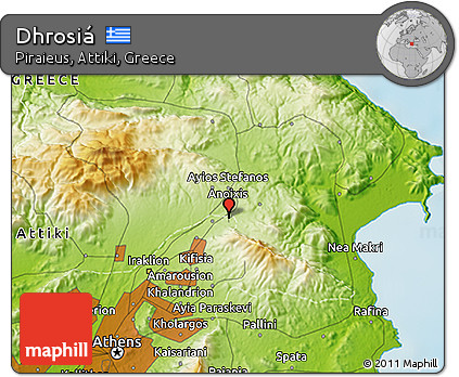 Physical 3D Map of Dhrosiá