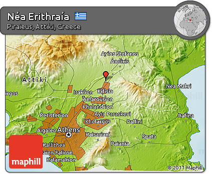 Physical 3D Map of Néa Erithraía