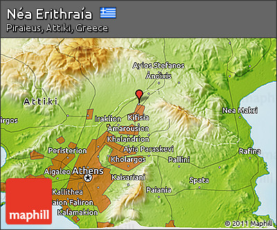 Physical 3D Map of Néa Erithraía