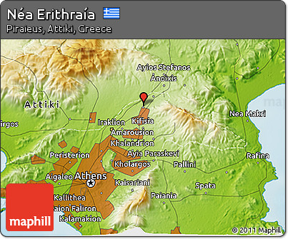 Physical 3D Map of Néa Erithraía