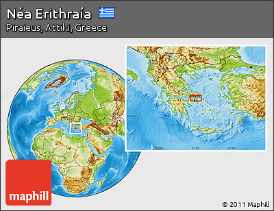 Physical Location Map of Néa Erithraía