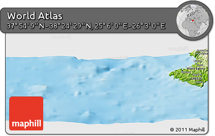 Physical Panoramic Map of the Area around 38° 9' 19" N, 25° 34' 30" E