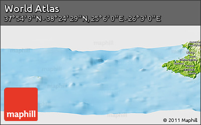 Physical Panoramic Map of the Area around 38° 9' 19" N, 25° 34' 30" E