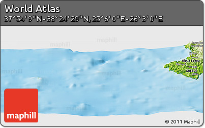Physical Panoramic Map of the Area around 38° 9' 19" N, 25° 34' 30" E