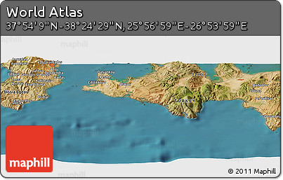 Satellite Panoramic Map of the Area around 38° 9' 19" N, 26° 25' 29" E