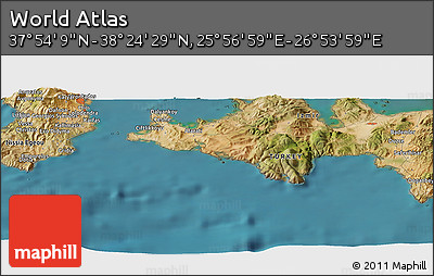 Satellite Panoramic Map of the Area around 38° 9' 19" N, 26° 25' 29" E