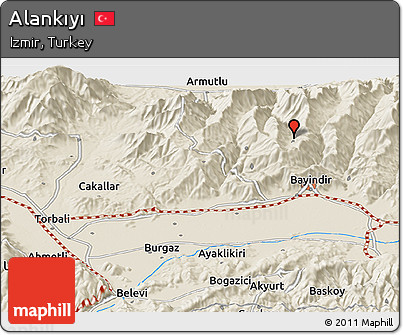 Shaded Relief Panoramic Map of Alankıyı