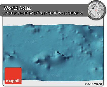 Satellite 3D Map of the Area around 38° 9' 19" N, 27° 7' 30" W